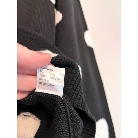 Bela NYC Black White Polka Dot Merino Wool Blend Sweater Size Small - Picture 9 of 15